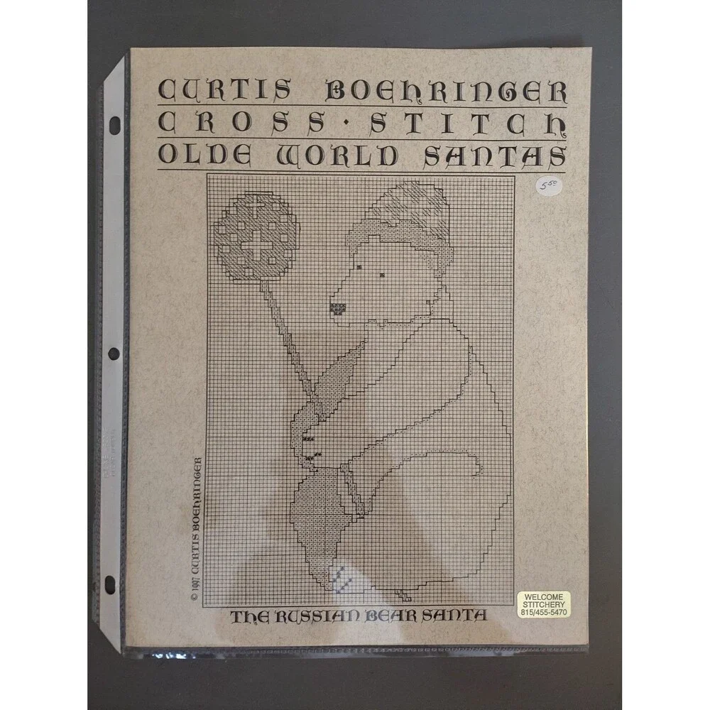 Curtis Boehringer Cross Stitch Pattern Book Olde World Santas Russian Bear 1997